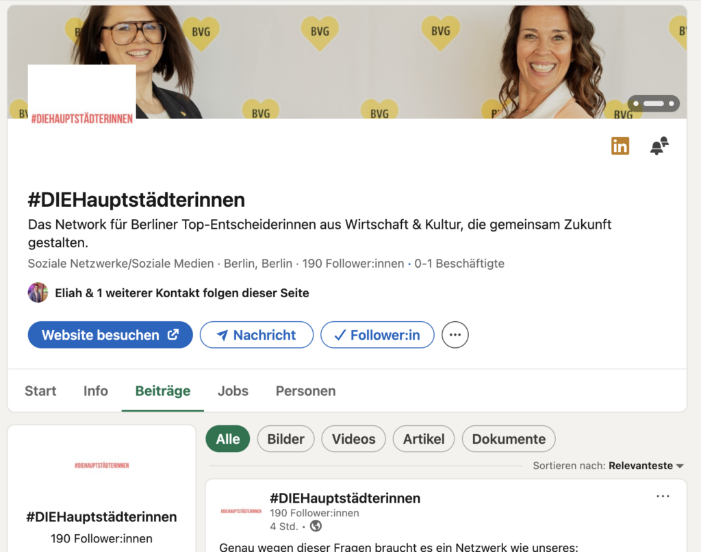 #DIEHauptstädterinnen sind jetzt auf LinkedIn